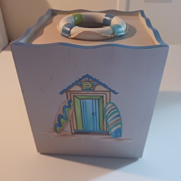 Tissue Box Handpainted Nautical Beach Island Driftwood color - Picture 8 of 8
